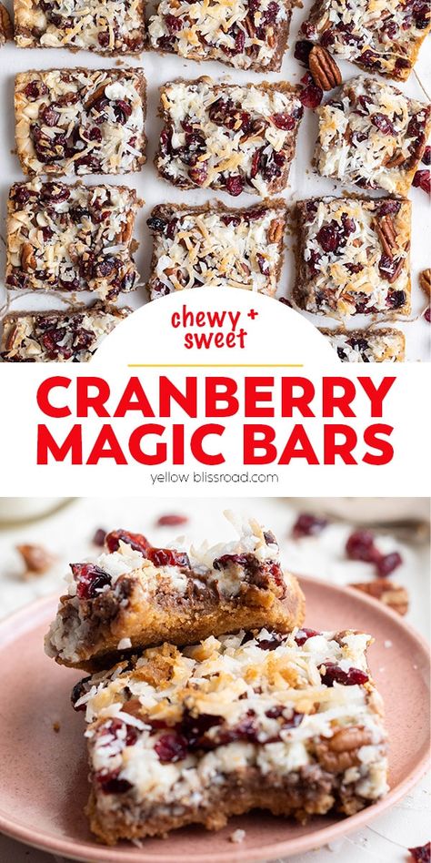 Christmas Magic Bars, Cranberry Magic Bars, 7 Layer Dessert Bars, Cranberry Danish, Christmas Squares And Bars, Cranberry Almond Bars, Cranberry Coconut Bars, Chocolate Magic Bars, Gingerbread Magic Cookie Bars