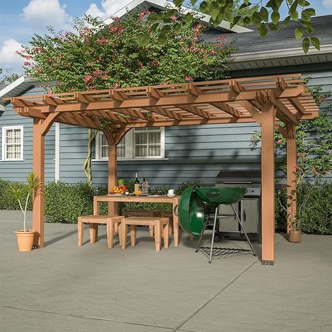 Amazon.com: Mulinsonfly Outdoor Pergola 12'x10' - Sturdy Wooden Frame for Garden, Patio, and Backyard, Wood Pergola Ideal for Outdoor Entertaining and Relaxation : Patio, Lawn & Garden Pergola Gazebo, Grill Gazebo, Patio Pergola, Wooden Patios, Wooden Gazebo, Wood Pergola, Tea Reading, Sipping Tea, Wooden Pergola