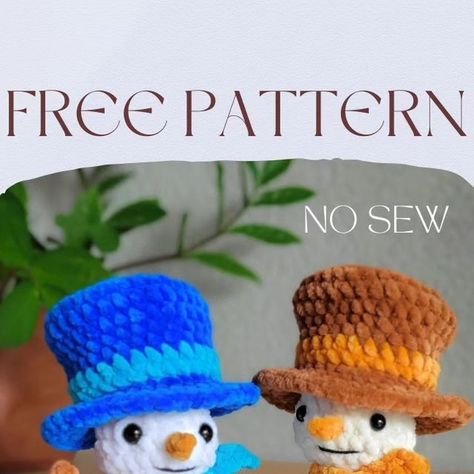 Crochet Pattern Snowman Free, Christmas Crochet Snowman, No Sew Christmas Amigurumi, Christmas Crochet Plushie Patterns Free, Crochet Snowmen Patterns Free, Easy Crochet Snowman Free Pattern, Free Crochet Snowman Pattern, Free Winter Crochet Patterns, Snowman Crochet Patterns Free