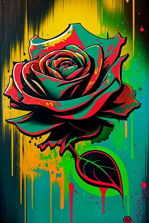 #graffitiart #urbanart #artthatpops #streetart #sprayart #beauty #floralart #roses #digitalart #digitalartist #generativeart Graffiti Art Flowers, Graffiti Artwork Cartoon, Graffiti Flowers Art, Graffiti Art Ideas, Modern Statement Wall, Art Ideas Painting Canvases, Rose Pop Art, Pop Art Inspiration, Flowers Graffiti