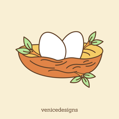 Cute Egg in a Nest Cute Clipart Nest Illustration, Egg Clipart, Egg Nest, Cute Vector, Cute Egg, Wallpaper Girly, Nest Design, Graphic Design Elements, Drawing Cartoon