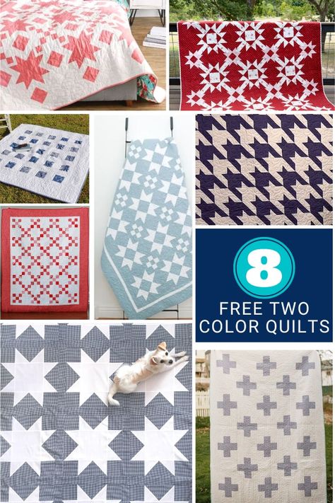 8 Free Two Color Quilt Patterns - Sewing With Scraps Two Color Quilt Patterns, Sewing With Scraps, Two Color Quilts, Patterns Sewing, Color Pairing, Quilt Patterns Free, Yahoo Mail, Beautiful Quilts, Pattern Blocks