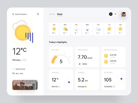 Weather App  application,art,cards,chart,creative,dashboard,data,graphics,icons,interaction,minimal,product design,typography,ui,weather,web design,website,widgets Weather App Website, Weather App Design Desktop, Weather Application Design, Weather Website Design, Weather Dashboard, Weather App Design, Weather App Ui, Card Design Website, Weather Website