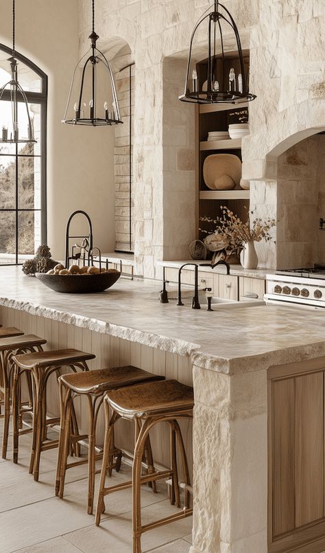 10 Design Elements Of Modern French Country Kitchens European Home Decor French Country, Luxury French Country Kitchen, French Country Countertops, French Country Modern Interior, Patina Style French Country, European Country Home Interiors, French Kitchen Aesthetic, French Country Barndominium, European Kitchen Design French Country