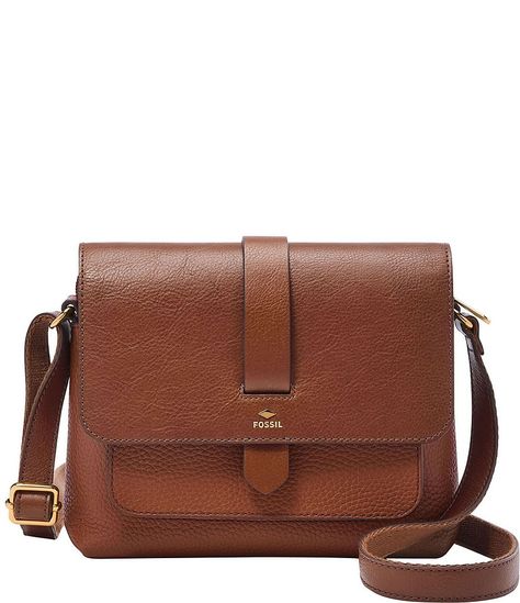 Fossil Kinley Small Fold Over Leather Crossbody Bag | Dillard's Mom Bags Everyday, Everyday Purse Casual, Wardrobe Revamp, Leather Goodies, Medium Purse, Streamer Dr, Small Leather Purse, Romantic Academia, Brown Leather Purse