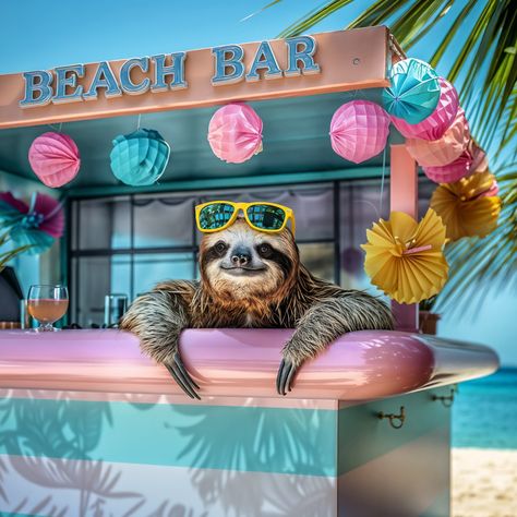 🍹 ☀️ At Lazy Daisy's beach event, I relished the vibrant party atmosphere, even lending a hand at the bar. 🏖️ Embracing the calm environment, soaking up the sun and positive energy. 🦥 Simply ideal for a laid-back individual like myself - Stella the sloth. 😎 #BeachLife #IslandVibes #RelaxationMode #PositiveVibesOnly #BeachDay #ibizastyle #SunnyDays #GoodVibesOnly #sloth #beach #slothlife #summervibes #slothlove #ibiza #... Funny Creatures, Calm Environment, Sloth Life, Sloth Art, Beach Events, Ibiza Fashion, Beach Bar, Island Vibes, Beach Bars