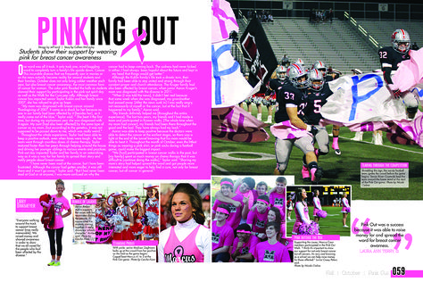 Cheer Yearbook Spread, Yearbook Spreads, Yearbook Layouts, Yearbook Ideas, Fall October, Pink Day, Pink Out, Yearbook, Divider