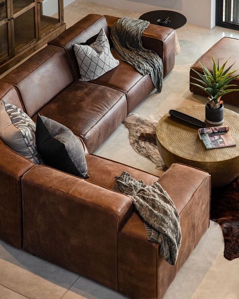 The Jagger Spice Collection boasts a bold contemporary, yet striking design. Featuring luxurious Nubuck leather, finished with reversed… | Instagram Brown Leather Couch Living Room, Sofa Chesterfield, Leather Couches Living Room, Leather Couches, Brown Leather Couch, Room Couches, Leather Sofa Living Room, Living Room Styles, Brown Furniture