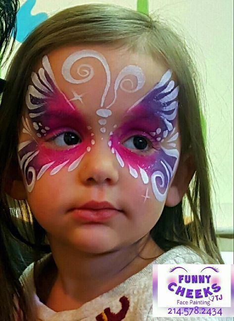 Butterfly Face Painting fun by Funny Cheeks Dallas for Wee Volunteer Face Painting Ideas For Kids Butterfly, Children’s Face Paint Ideas, Face Painting Ideas Butterfly, Beginner Face Painting Ideas, Childrens Face Paint Ideas, Halloween Kids Face Painting, Animal Face Painting Ideas, Simple Butterfly Face Paint, Easy Butterfly Face Paint