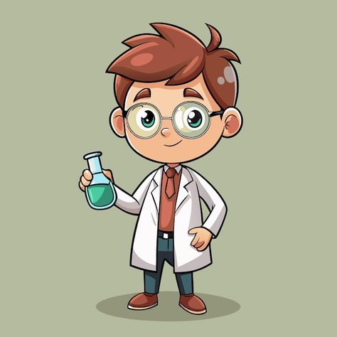 Cute Boy as a Scientist Cartoon Vector Scientist Cartoon