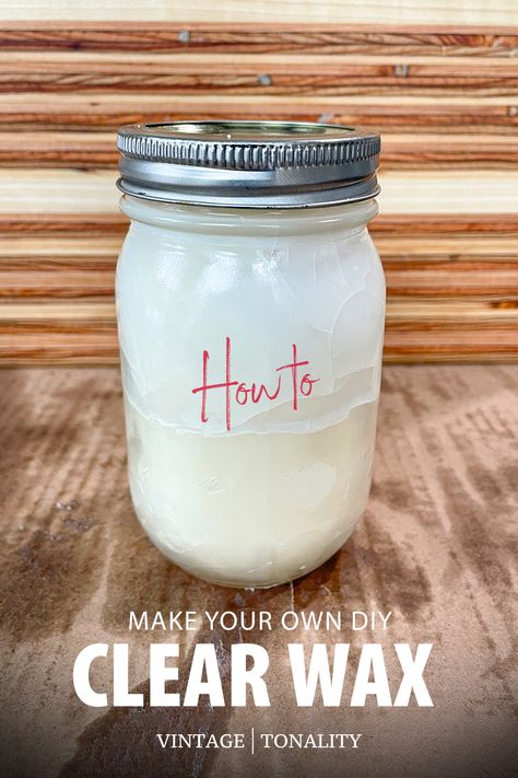 Make your own clear wax for adding a top coat to your chalk painted furniture. Diy Furniture Wax Recipe, Clear Wax Over Chalk Paint, Diy Furniture Wax, Wax Recipe, Chalk Painted Furniture, Floor Wax, Chalk Paint Recipe, Homemade Chalk Paint, Chalk Paint Wax