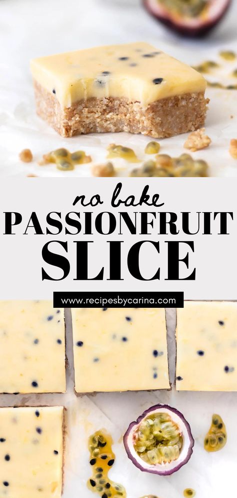 Fruit Slice Recipe, Passion Fruit Recipes, Passionfruit Dessert, Passionfruit Slice, Passionfruit Cheesecake, No Bake Slices, Sweetened Condensed Milk Recipes, Passionfruit Recipes, Deserts Easy