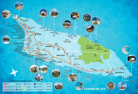 Map Of Aruba, Aruba Cruise Port, Aruba Map, Aruba Cruise, Aruba Island, Bus Information, Bus Map, Oranjestad Aruba, Aruba Beach