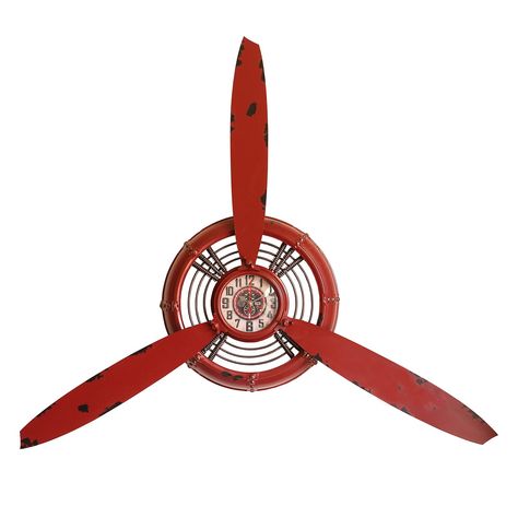 PRICES MAY VARY. Not only is it an airplane propeller decoration, it is also a wall clock that makes your walls more artistic. The height is 26.8 inches and the length is 30 inches. All are handmade, not just a wall decoration, but also an artwork. The clock has no ticking sound, giving you a quiet and comfortable environment. It requires an AA battery, which is not included. Easy to hang, just a nail. You need to assemble after receiving the goods, the assembly method is shown in the figure. Pe Propeller Decor, Clock On Wall, Airplane Bedroom, Airplane Boys Room, Airplane Clock, Propeller Wall Decor, Propeller Wall, Airplane Room, Wall Decor Antique