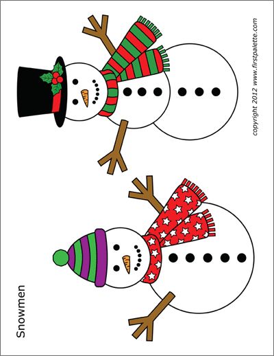 Christmas Tree Shapes Activity Template | Free Printable Templates & Coloring Pages | FirstPalette.com Snowman Clipart Free, Snowman Printables Free Templates, Snowman Template Free Printable, Nose Template, Snowman Carrot Nose, Free Printable Snowman, Snowman Template, Printable Snowflake Template, Activity Template