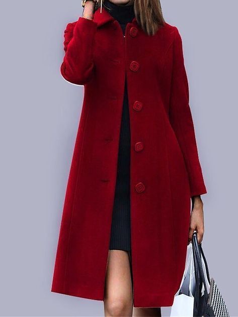 Stylish Coats For Women Winter, Coat For Ladies, European Fashion Winter, Winter Long Coat, Lady Jacket, Chic Et Choc, Red Wool Coat, Stylish Lady, Long Winter Coats