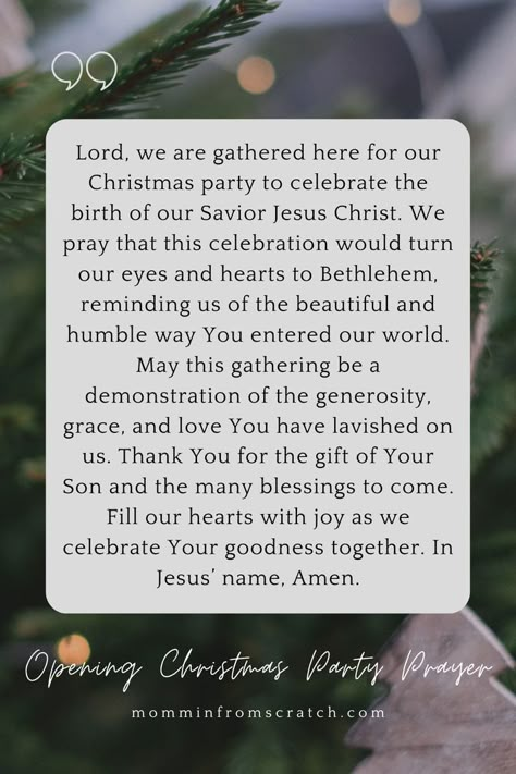 Christmas Morning Prayer, Opening Prayer For Christmas Party, Christmas Prayer Family, Prayer For Christmas Party, Christmas Eve Prayer, Lunch Prayer, Prayer For Christmas, Christmas Dinner Prayer, Easy Prayers