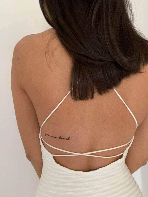 You Are Loved Tattoo, Loved Tattoo, Aesthetic Tattoo Ideas, Side Tattoos Women, Small Back Tattoos, Minimalistic Tattoo, Small Girly Tattoos, 20 Aesthetic, Hidden Tattoos