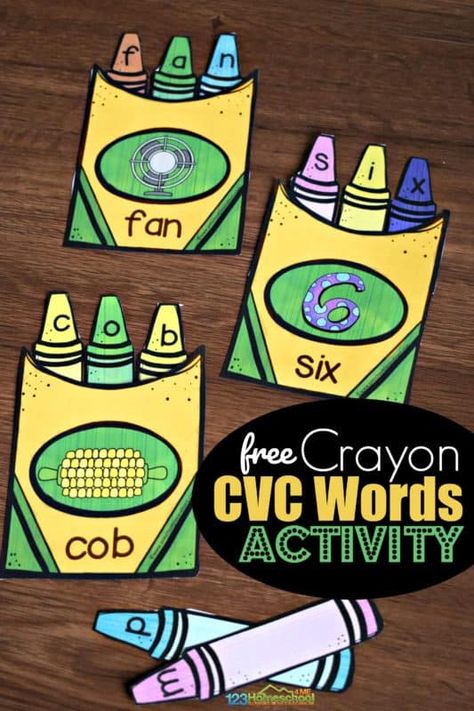 💕FREE Valentines Day CVC Words Activity for Preschool & Kindergarten Cvc Word Ladders Free, Hands On Cvc Activities, Cvc Words Activity, Cvc Word Games, Cvc Word Practice, Sound Activities, Spelling Cvc Words, Free Kindergarten Printables, Crayon Letter