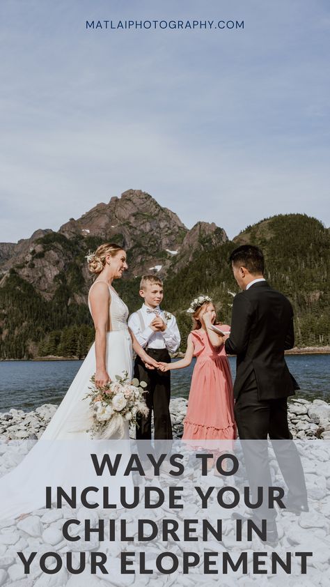 Choosing to elope and include your children is a clear YES in my book. Here are some ways that you can include them in your day if you’re having a hard time coming up with unique ways to make them feel included. Elopement with kids | Elopement with toddler | Elopement with baby | Elopement ideas | Elopement with family Eloping With Family, How To Elope With Family, Family Elopement Wedding, Elopement With Kids, Elopement With Family, Planning A Small Wedding, Kids Picnic, Elopement Ceremony, Step Kids