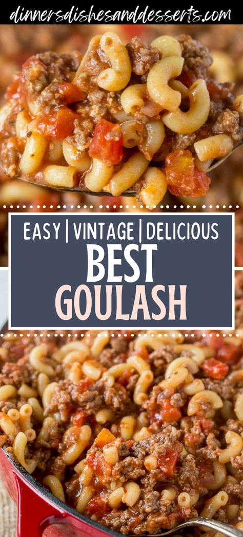 This old fashioned goulash recipe is pure comfort. It’s rich, hearty, perfectly seasoned, and only takes 45 minutes to make. Quick And Easy Dinners With Ground Beef, Easy Dinners For Family Of 5, Easy Dinner Large Group, Easy Stove Top Dinner Recipes, Quick Dinner Ideas For Family Healthy, Simple Goulash Recipes, Poor Dinner Ideas Cheap Meals, Small Ingredient Recipes Dinner, Easy Dinners Kids Love