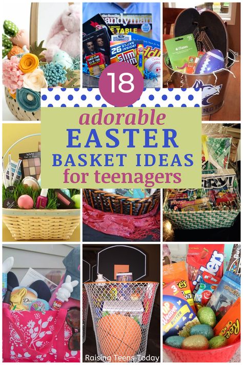 18 Creative Easter Basket Ideas for Teens - Raising Teens Today Non Food Easter Basket Ideas, Teenager Easter Basket, Easter Basket Ideas For Teens, Easter Teens, Creative Easter Basket Ideas, Dollar Tree Easter Basket, Teen Easter Basket, Small Easter Gifts, Unique Easter Baskets