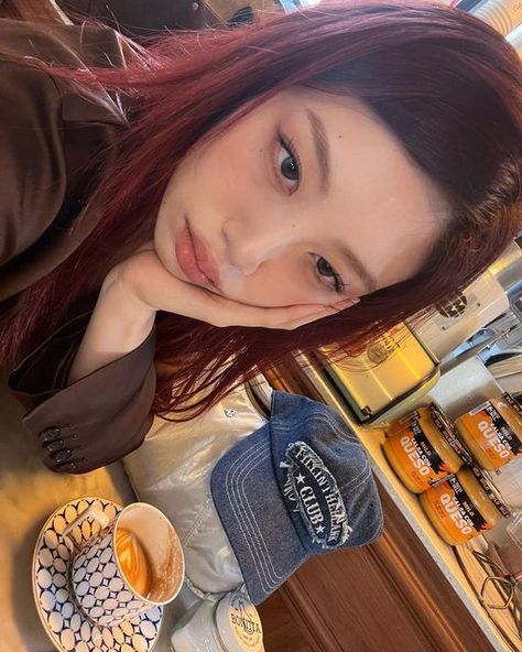 JiJi on Instagram: "Weird angle but posting them anyway" Red Hair Korean, Asian Red Hair, Red Hair Outfits, Cherry Cola Hair, Cherry Red Hair, Mode Emo, Red Hair Inspo, Cherry Hair, Asian Short Hair