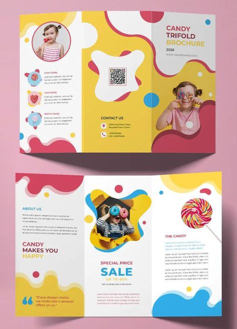 Trifold Brochure Template School Brochure Design Creative, Pamplet Layout Design, Brochure Design Creative Graphics, Graphic Design Tricks, Flayer Designs Ideas, Brochure Design Layout Templates, Brochure Graphic Design, Kids Brochures, Business Cards Graphic Design