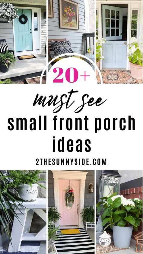 Don't let a small porch get you down! These amazing ideas will show you how to make the most of your space and add some much needed style. From plants to furniture, these tips will help you transform your small front porch into an inviting oasis. #smallfrontporchideas #smallfrontporchideasonabudget #frontporchdecoratingideas Outdoor Sconces Front Door, Small Front Porch Ideas Entrance, Front Door Images, Small Porch Ideas, Front Door Planters, Small Porch Decorating, Front Porch Furniture, Small Front Porch Ideas, Porch Ideas On A Budget