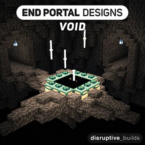 Minecraft Floating Crystal, Ender Portal Designs Minecraft, Underwater Tunnel Minecraft, Minecraft End Rod Ideas, End Portal Design Minecraft, Big Nether Portal Design, Minecraft End Portal Room Design, End Portal Room Design, End Minecraft Builds