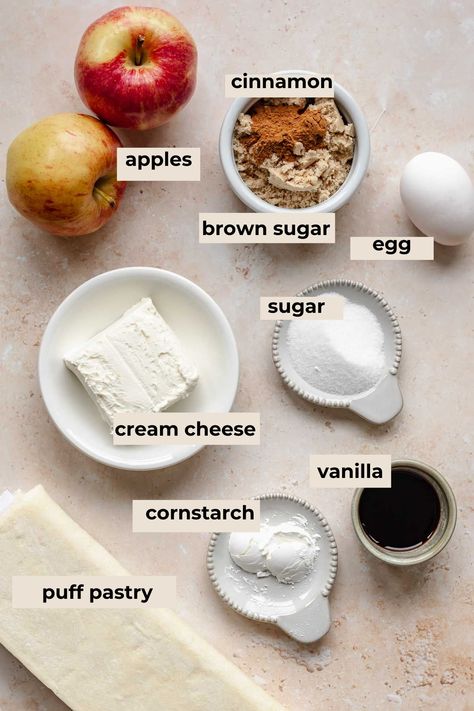 Apple Pie Danish, Cinnamon Apple Puff Pastry, Apple Danish, Apple Brown Sugar, Danish Pastries, Apple Cream Cheese, Rough Puff Pastry, Cream Cheese Pastry, Apple Pastry