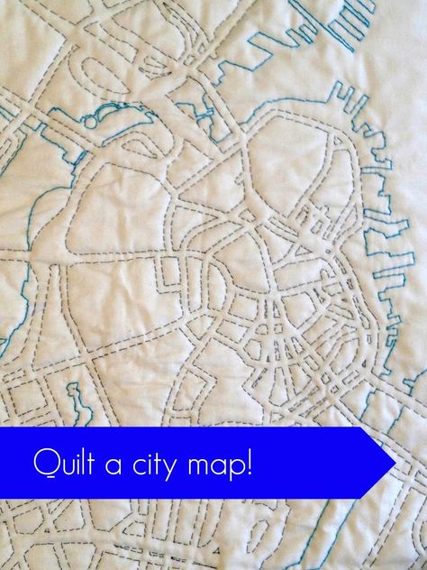 A while ago I read about Haptic Lab, a company that makes quilts using city maps, combining my love of Dnd Quilt, River Embroidery, Map Quilts, Map Embroidery, Timmy Time, Map Quilt, Sew Quilt, Quilt Modernen, Plus Size Sewing