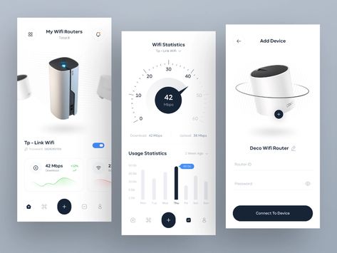 Wifi Management App - Light Mode 🔥 by Amirali Nabatian for Oniex™ 💎 on Dribbble App Interface Design, App Interface, Mobile App Ui, Devices Design, Mobile App Design, Mobile Ui, Mobile Design, App Ui, Interface Design