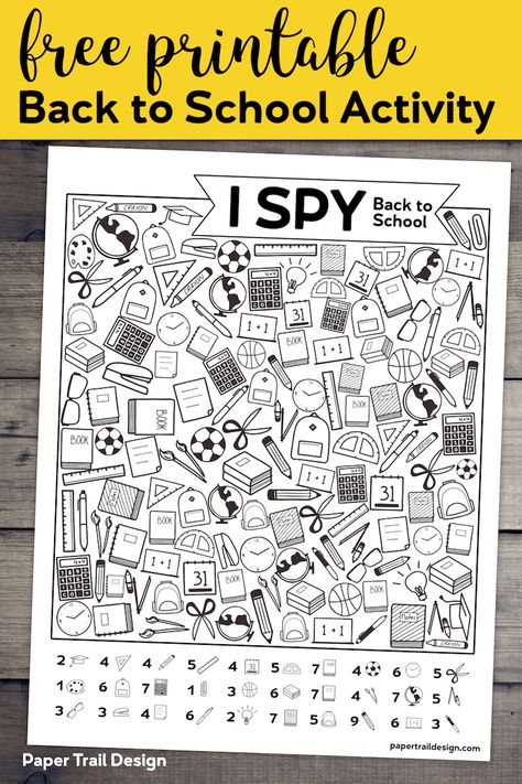 Free Printable I Spy Back to School Activity. Classroom themed activity or game idea for the first day of school for students. #papertraildesign #school #backtoschool #backtoschoolactivities #ISpy #Ispygame #boredombuster First Week At School Activities, Back To School Activities For School Age, Fun Worksheets For Elementary Students, Back To School Worksheets 3rd Grade, Learning Activities For Grade 1, 2nd Grade Fun Activities Free Printable, Easy Back To School Activities, Back To School Art First Grade, Back To School Group Activities