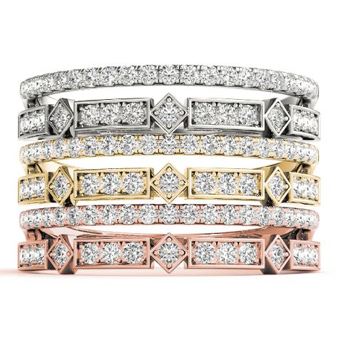 Diamond Stackable Rings, Contemporary Diamond Ring, Cleaning Diamond Rings, Duo Band, Gorgeous Wedding Rings, Gold Diamond Wedding Rings, Stackable Rings Wedding, Diamond Decorations, Yellow Diamond Rings