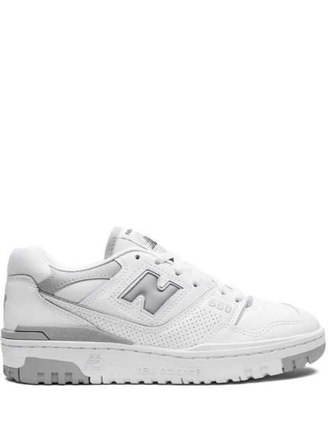 New Balance 550 "White/Grey" Sneakers - Farfetch White Basic Shoes, Good Shoes For School, Best White Sneakers For Men, New Balance 550 White Grey, New Balance 550 White, White New Balance, Shoes Wishlist, Balance 550, Shoes For School