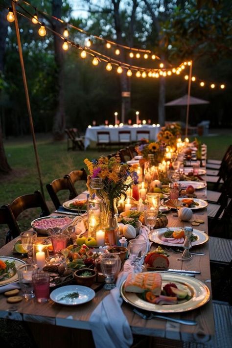 How to Elevate Your Summer Hosting & Entertaining Tips Family Party Ideas Outdoor, Dinner Outside Table, Simple Outdoor Dinner Party, Anniversary Party Decorations Outdoor, Wedding Table Settings Outdoor, Rustic Outdoor Dinner Party, Table Decorations Outdoor Party, Outdoor Picnic Table Decor Ideas, Outdoor Party Cold Weather