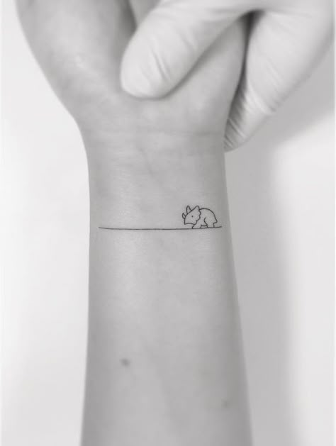 Rhino Tattoo, Dinosaur Tattoo, Korean Tattoos, Dinosaur Tattoos, Female Tattoos, Tattoo Trend, Shape Tattoo, Tattoos Geometric, Disney Tattoo