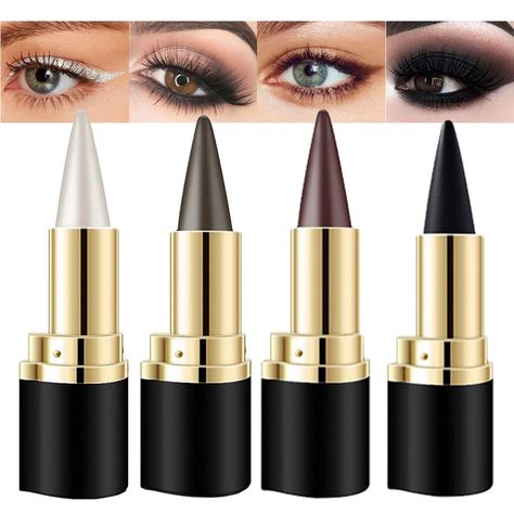 PRICES MAY VARY. ❤【Multifunctional Use】This Eyeliner Pencil can be not only for eye makeup, but also a lip liner for lip liner, or an eye shadow and eyebrow pencil. This Multi-Use eyeliner set can give you a different sense of use. ❤【Long Wear & Waterproof Smudge Proof】:Waterproof long-lasting and smudgeproof, this gel can stay on for a whole day and easy to remove with makeup remover. ❤【Easy to Use】:The creamy gel with its light and supple texture help you easily clear the line depicting the sm Goth Halloween Makeup, Black Smokey Eyeshadow, Cat Eye Stencil, Cat Face Makeup, Brown Gel Eyeliner, Smokey Eyeshadow Palette, Cat Eye Eyeliner, Black Face Paint, Make Up Kits