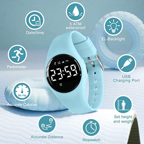 AmazonSmile: Kids Watches Digital Sport Watch for Girls Boys, Fitness Tracker with Alarm Clock, Stopwatch, No App Waterproof Watches for Teens Students Ages 5-12 : Clothing, Shoes & Jewelry Watches Digital, Best Kids Watches, Waterproof Watches, Digital Sports Watches, Cute Watches, Latest Smartphones, White Watch, Girls Watches, Waterproof Watch