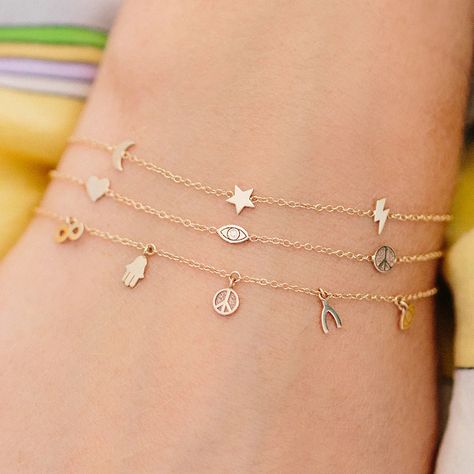 Zoë Chicco 14kt Gold Peace and Luck Itty Bitty Dangle Bracelet – ZOË CHICCO