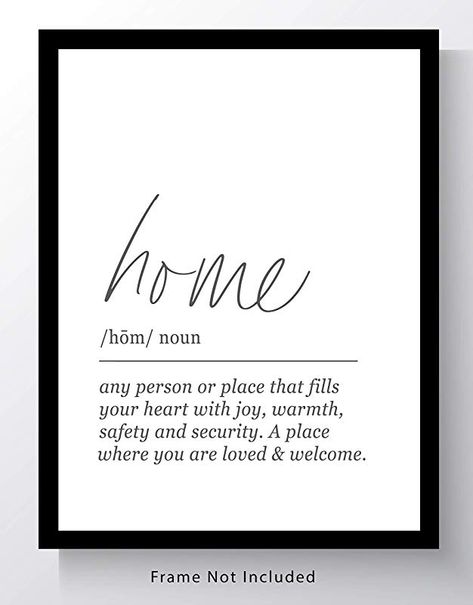 Home Definition, Definition Wall Art, Funny Quote Prints, Definition Quotes, Modern Words, Black & White Quotes, Black And White Minimalist, Uncommon Words, Quote Artwork