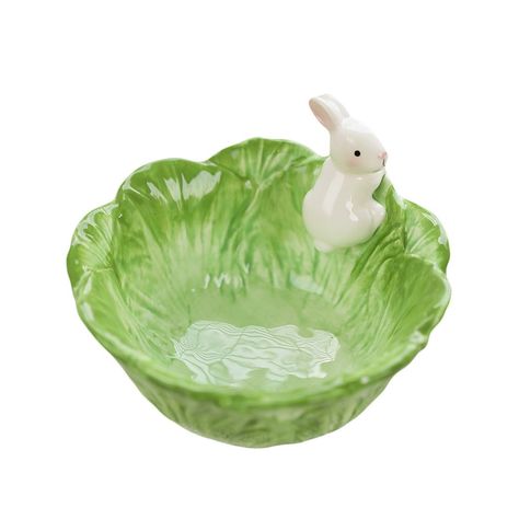 Ceramic Bunny, Cabbage Leaves, Rabbit Cartoon, Snack Bowls, Easter Kids, Rice Bowls, Hand Painted Ceramics, Cute Bunny, Salad Bowls