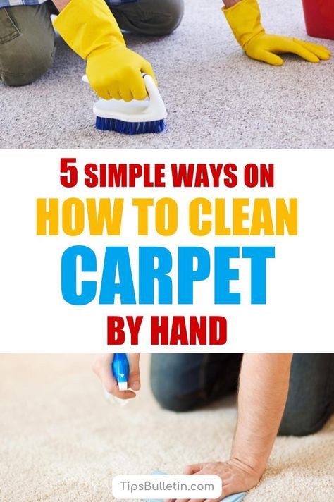 Find out how to best clean carpet by hand. Including homemade DIY carpet stain cleaner recipes with baking soda and vinegar. Shows how to remove stains from area rugs in living rooms by hand and what products best to use for it. #carpetcleaning #cleaner #carpet #DIY #homemade Diy Carpet Cleaning By Hand, Diy Carpet Cleaner By Hand, How To Clean Area Rug At Home, How To Clean Carpets By Hand, Rug Cleaning Diy, Stain Cleaner, Hallway Cupboards, Overcome Laziness, John Larroquette