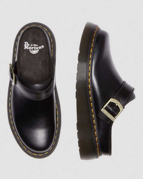 Clog Shoes For Women, Cute Non Slip Work Shoes, Doc Martens Carlson, Winter Shoes 2024, Black Dr Martens, Funky Shoes, Platform Mules, Shoe Inspo, Leather Clogs