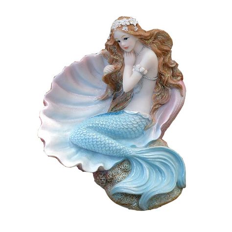 PRICES MAY VARY. Daughter of sea, stands for beautiful and love,blue mermaid lie on the shell, touch her hair,so romantic and charming~ Easy to put the figurines on your desk, car dashboard, perfect for display on shelf of store. It can enhance the house,office etc. style, and the taste of home well This gift is exactly what you need for Valentine's Day, Christmas, birthday, wedding, or anniversary. Get it ready for the Special day The size is about 13.5*13*11.5cm(5.31*5.11*4.52inch),it is made Resin Mermaid, Mermaid Bathroom Decor, Shell Sculpture, Mermaid Bathroom, Mermaid Figurine, Mermaid Ornament, Bedroom Furnishings, Mermaid Decor, Blue Mermaid