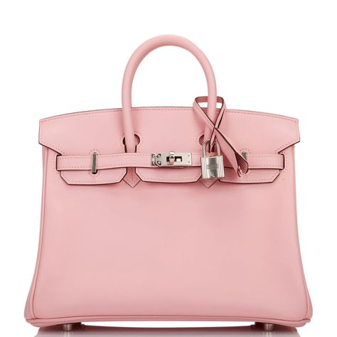 This Birkin is of Rose Sakura Jonathan leather with palladium hardware and features tonal stitching, front flap, two straps with center toggle closure, clochette with lock and two keys, and double rolled handles.The interior is lined with Rose Sakura chevre and has one zip pocket with an Hermes engraved zipper pull and an open pocket on the opposite side.Collection: ZOrigin: FranceCondition: Pristine; new or never (plastic on hardware)Accompanied by: Hermes box, Hermes dustbag, clochette, lock, two keys, clochette dustbag, rainhat, care booklet, ribbon and feltMeasurements: 10" width x 7.5" height x 4.75" depth; 2.75" handle drop Hermes Rose Sakura, Luxury Purses Hermes Birkin, Rose Sakura Birkin, Cute Pink Bags, Pink Birkin Bag, Hermes Bags Birkin, Pink Birkin, Hermes Birkin Bag, Birkin Bags