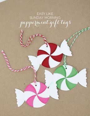 Easy DIY Paper Peppermint Gift Tags | Damask Love Paper Candy Crafts, Candy Paper Crafts, Diy Gifts Paper, Homemade Gift Tags, Candy Paper, Tags Diy, Paper Candy, Gift Tags Diy, Candy Crafts