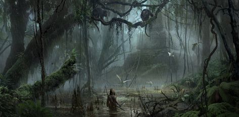 Swamp Concept Art from Shadow of the Tomb Raider #art #illustration #artwork #gaming #videogames #gamer Tomb Raider Wallpaper, Tomb Raider Art, Tomb Raider 2013, Raiders Wallpaper, Tomb Raider Game, Rise Of The Tomb, Rain Wallpapers, Fantasy Forest, Game Concept Art