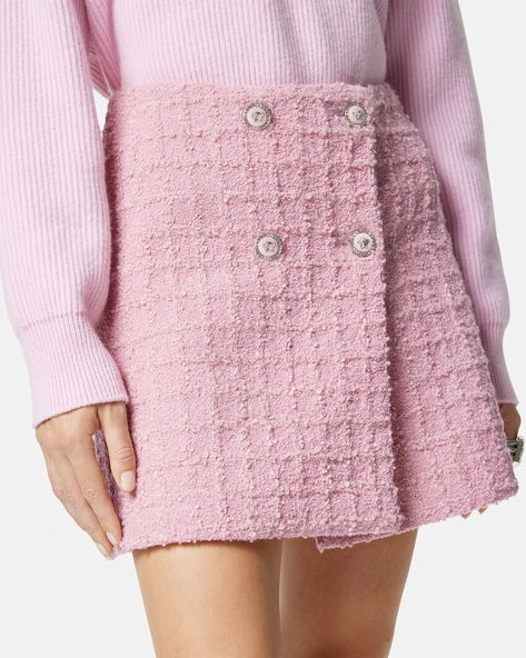 Versace Bouclé Tweed Wrap Mini Skirt | VERSACE Fashionable Skirts, Mini Skirt Style, Fashion Skirts, Versace Fashion, Expensive Clothes, Wrap Mini Skirt, Skirts For Women, Matches Fashion, Skirts Online